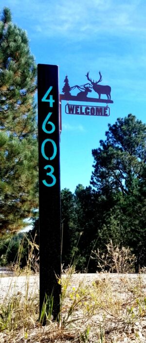 Elk Scene Address Post Sign
