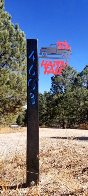 Fall Truck Address Post Sign