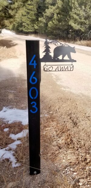 Bear Scene Address Post Sign